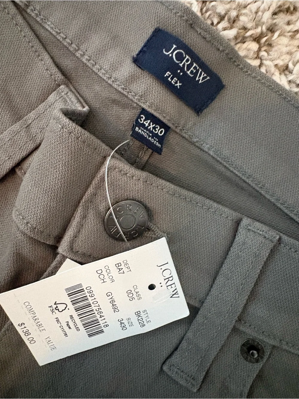 J. Crew Slim Stretch Jeans in Olive Green